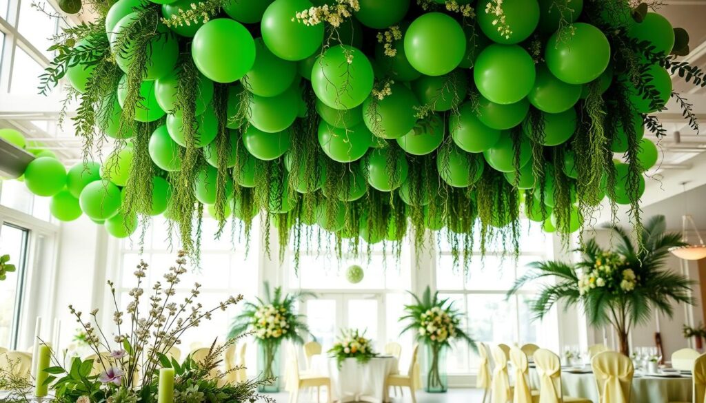 Dekoracija venčanja sa zelenim balonima
